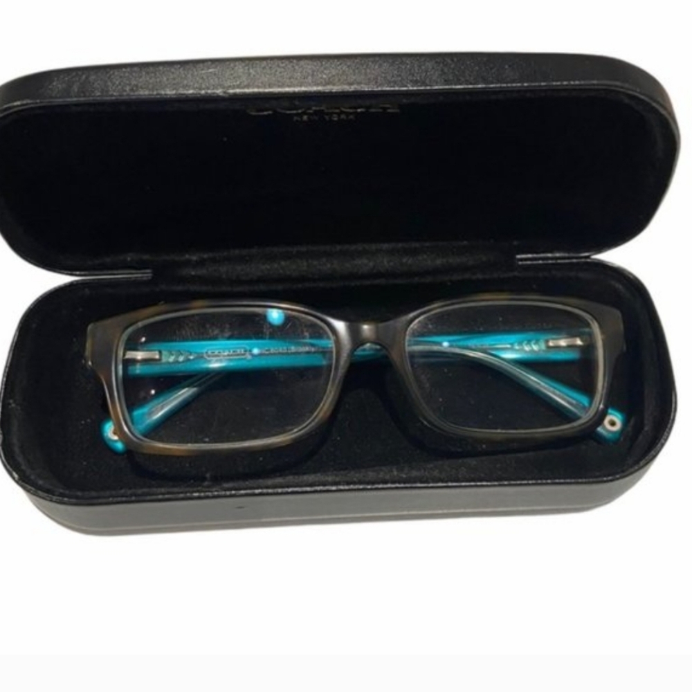 Coach Brooklyn Dark Tortoise Blue Green Teal 5116 HC 6040 Eyeglasses Black Case - Picture 2 of 2